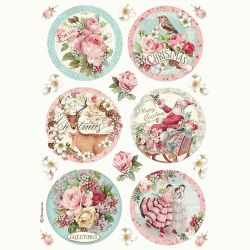 Stamperia - Rice Paper A4 - Christmas Round